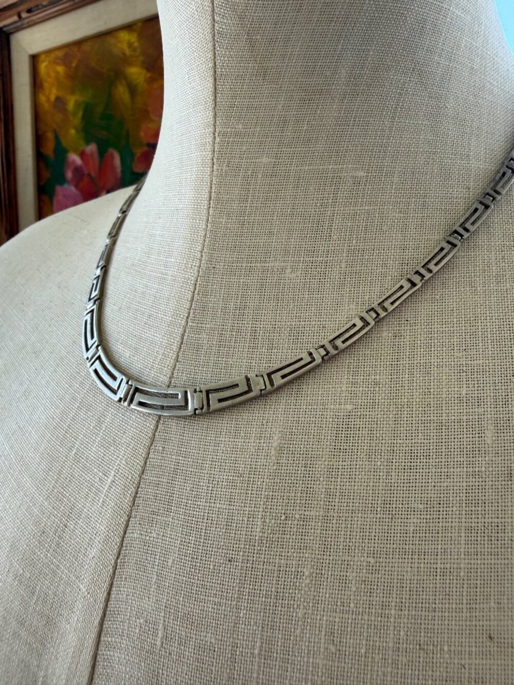 Vintage 70's Sterling 925 Silver Greek Key Graduated Necklace 20.5" long 21 g - Picture 12 of 14